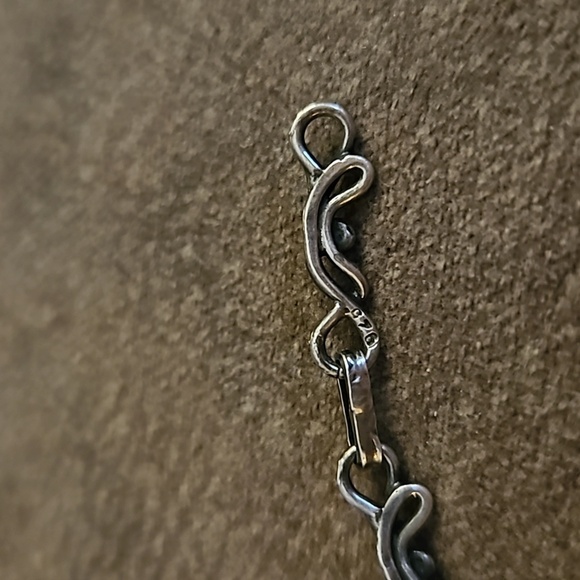 VTG Sterling Silver Red Gemstone Teardrop Colonial Goth Chain Necklace - Picture 2 of 8